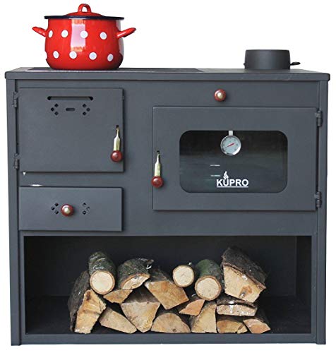 Kaminofen mit Backfach und Herdplatte 93935 7,5 kW Kamin Gartenofen Küche Outdoor Ofen Holz