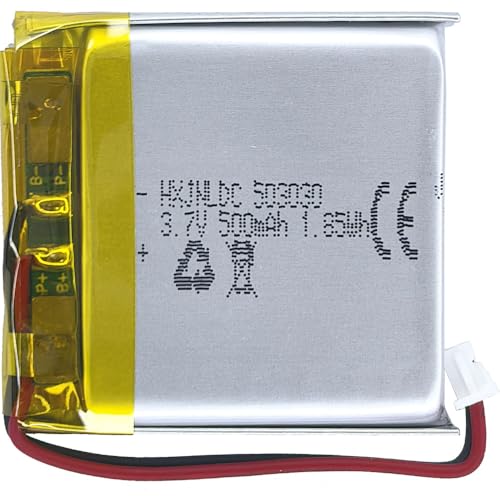HXJNLDC DC 3.7V 500mAh 503030 Rechargeable Lithium Polymer Battery, Suitable for DIY 3.7-5V Electronic Products with Built-in 2-Wire Battery Replacement and LED Lights
