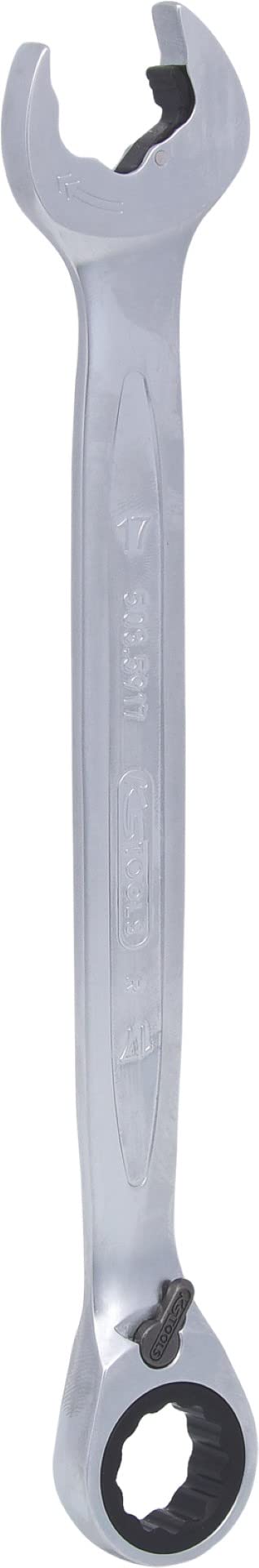 Ks Tools Chrome 503.5917 Ratchetcombination Wrench 17Mm Revwith Ratchet Function On Open Side