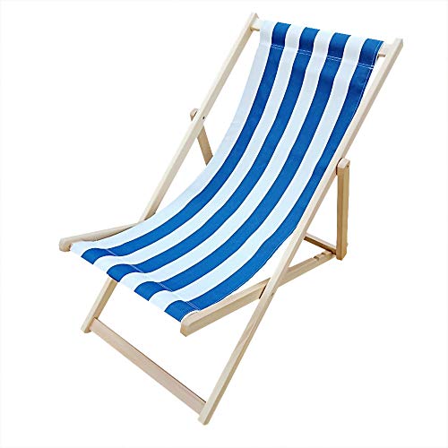 Keinode Folding Beach Chair Portable Wooden Camping Chairs Outdoor Lightweight Durable Foldable Reclinable Blue