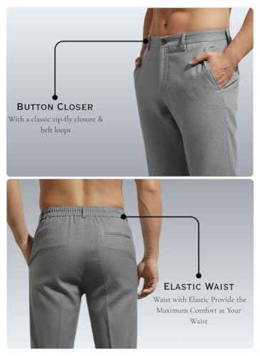 Image of Linen Pants for man | Lower for man | Chinos for Casual Wear |Straight fit Trouser for Men | Elastic Waist Brethable Summer Pants for Regular, Office Wear