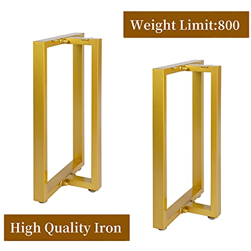 Image of HOMEKAYT Metal Table Legs 28''x 17.7'' Heavy Duty T-Shape Desk Legs Industrial Furniture Legs for Dinning Table, Computer Table, Office Table (2Pcs) -Gold