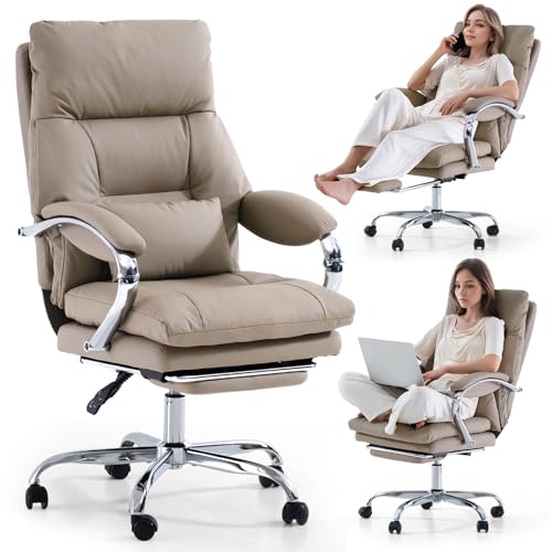 LEAGOO Home Office Desk Chairs with Foot Rest, Fully Reclining Ergonomic Executive Office Chair with...