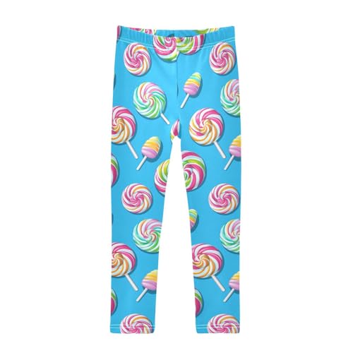 KLL Colorful Sweet Lollipop Candy Toddler Girls Cotton Pants Soft High Waisted Sweatpants Exercise