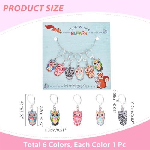 NBEADS 6 Pcs Owl Stitch Markers - Image 2