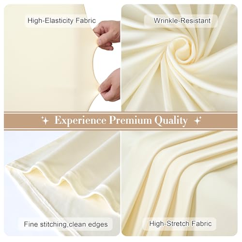Image of Ivory Arch Backdrop Cover Set of 2 (7.2ft & 6ft), Chiara Arch Cover Wrinkle-Free Spandex Arch Cover for Wedding Birthday Party Baby Shower Bridal Shower Ceremony Banquet Fabric Backdrop (No Stand)