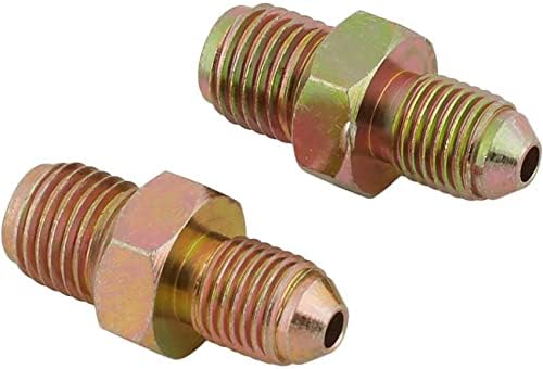 Speedway Motors Male Brake Adapter Fitting, 7/16-24 Inverted Flare to -3 AN, Gold Zinc Finish for Corrosion Resistance, Ideal for Brake Line Adaptation in Race, Classic or Daily Cars, Sold in Pairs