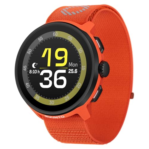 SUUNTO Run Sports Watch, 1.32' AMOLED Touchscreen w/Crown Button, 12D Battery Life, Dualband Accurate GPS, Wrist Heart-Rate & Sleep Health Tracking, 35g Lightweight & 4GB Offline Music, Coral Orange