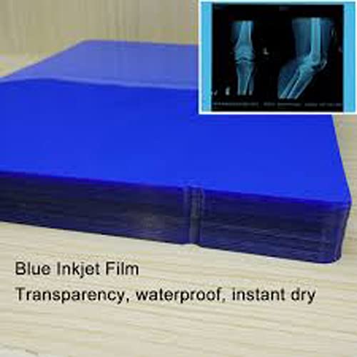 Image of Dhawni Xray Blue Inkjet Medical Film for X Ray imaging waterproof Film (8 inch X 10 inch) 100 Sheet 280 GSM / 210 Micron