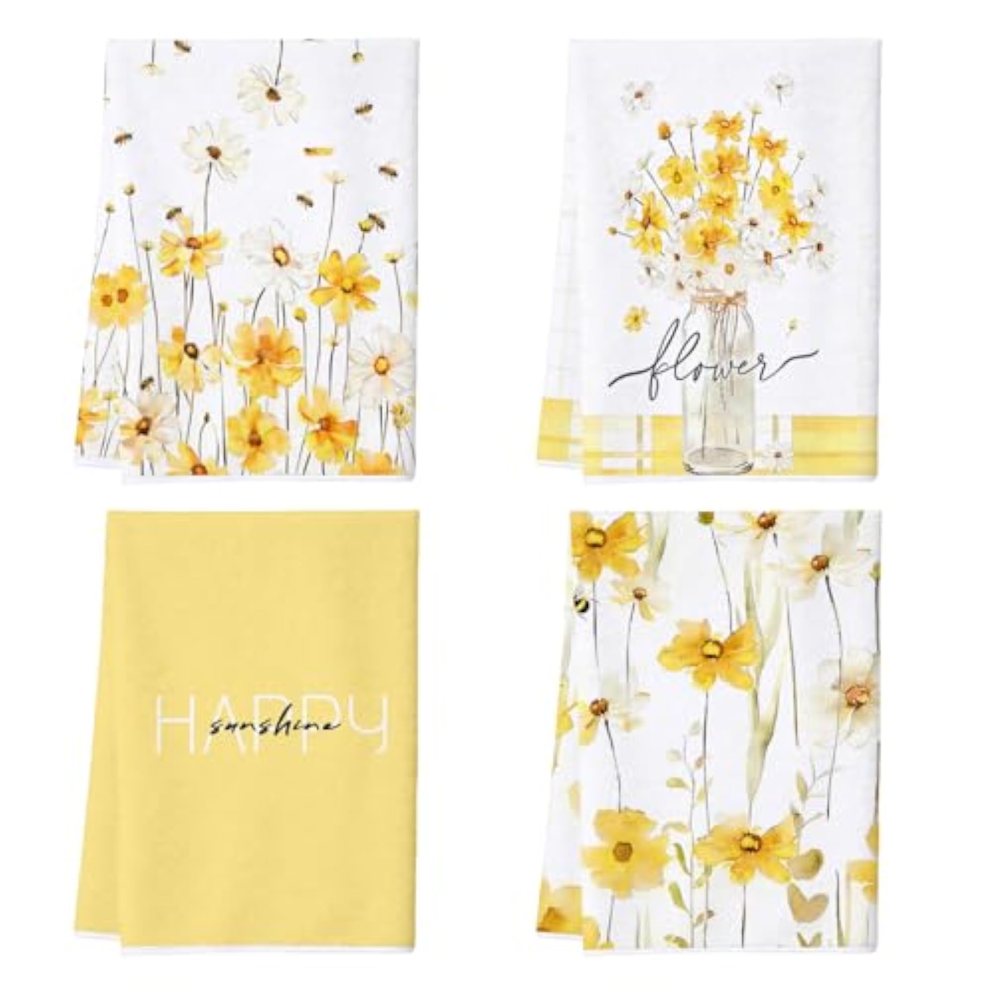 4Pcs Spring Kitchen Towels-16×24in Floral Microfiber