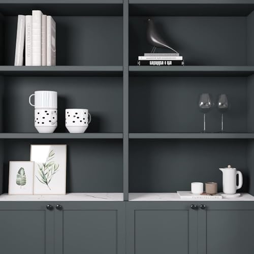 Image of HOME13 Self Adhesive Wallpaper Dark Grey Matte Removable and Decorative Vinyl Wallpaper for Kitchen Countertop Cabinets Table 2 Ft x 4 Ft with 2pcs