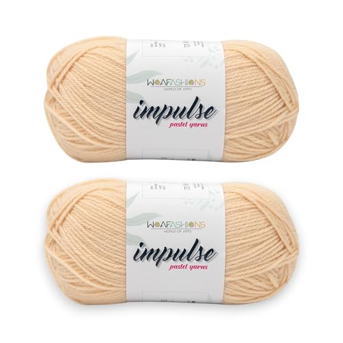 Image of WOAFashions Impulse Hand Knitting & Crochet Yarn, Premium Acrylic, 4 : Medium (Wheat) (2x100gms / 3.5oz / 200mtr / 218yds)
