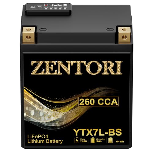 YTZ7S / YTX7L Lithium LiFePO4 Motorcycle Battery 12.8 V 5Ah 260CCA Replaces YTX7L-BS CTX7L-BS GTX7L-BS YB7L-BS for Motorcycle ATV UTV Jet Ski