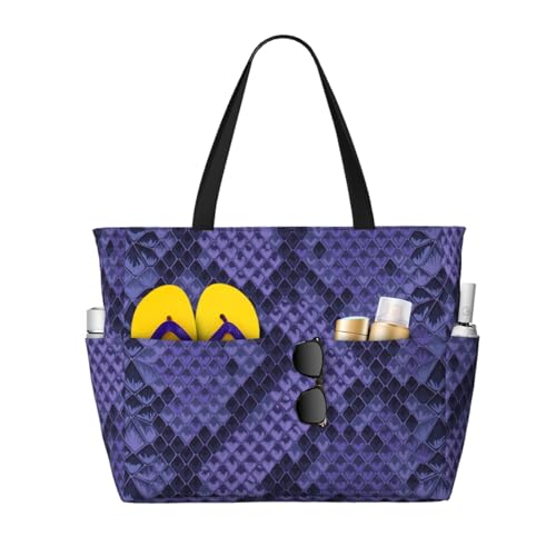 Grand sac de plage Serpent Prin avec poignées solides et grand volume fourre-tout