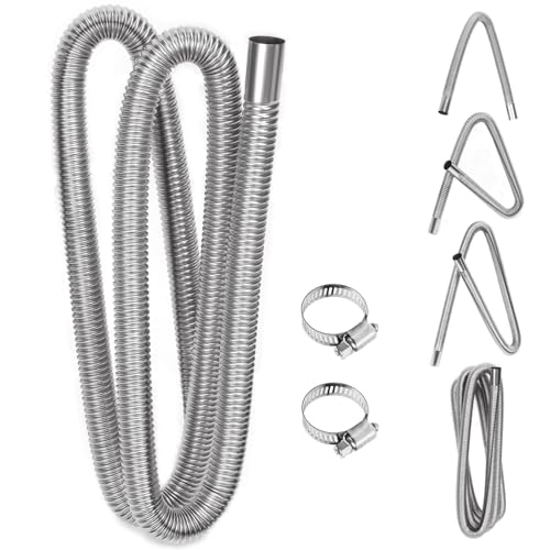 Glarks 3Pcs 79 Zoll Edelstahl Auspuffrohr mit Schlauchklemmen Kit, 1' Innerer Kraftstofftank Diesel Gas Entlüftungsschlauch Flexible Auspuffschläuche für Auto Fahrzeug