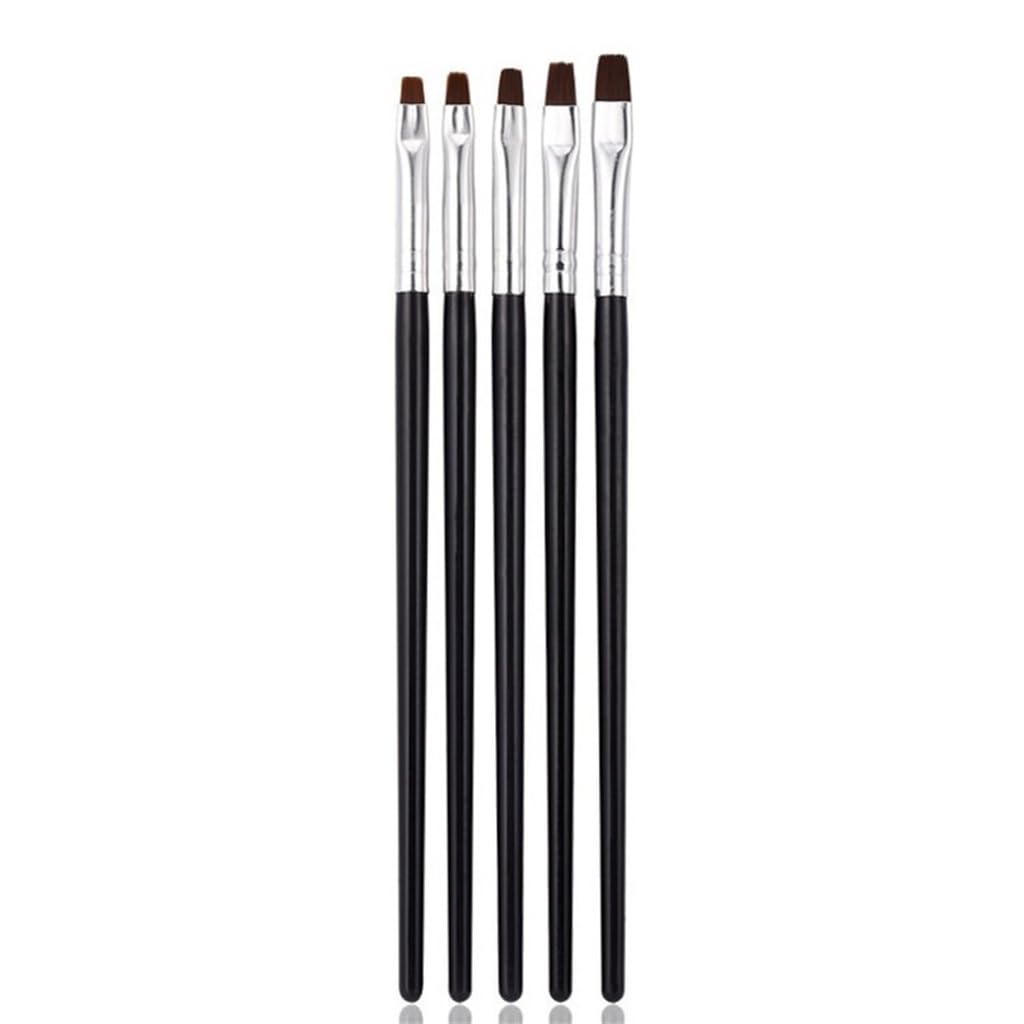 Set di 5 pennelli per manicure, colore nero, per unghie