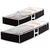 ZOBER Underbed Storage Bag Organizer (2 pk) Large Capacity Box with Reinforced Strap Handles, PP Non-Woven Material, Clear Window, Store Blankets, Comforters, Linen, Bedding, Seasonal Clothing