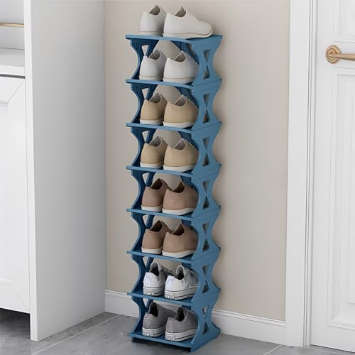 Zapatero compacto apilable para entrada, 3 niveles, independiente, de pie, esquina estrecha, organizador que ahorra espacio, para sala de estar y pasillo, elegante soporte de exhibición