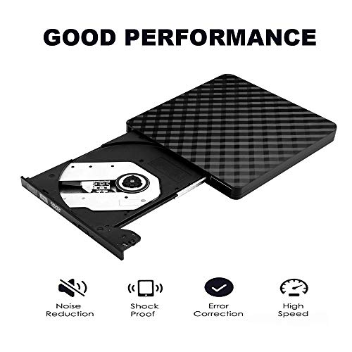 External USB3.0 CD DVD Drive,Xglysmyc Ultra thin Portable CD DVD +/-RW Reader Writer Burner Player for Laptop Desktop PC Mac Support Mac OS Windows 10/8/7/XP/Vista With High Speed Data Transfer(Black) - Thumbnail 6
