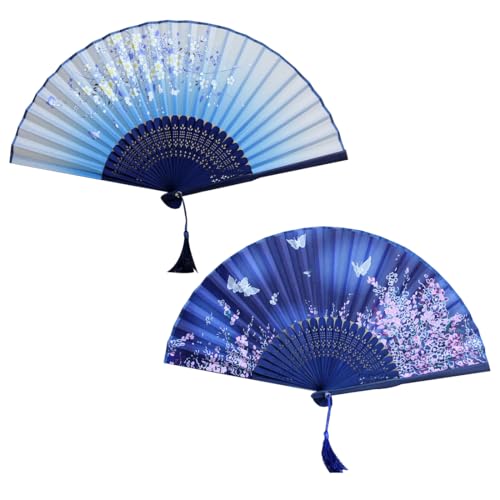 WeddHuis 2 pack Handfächer, Fächer Hochzeit, Fecher Sommer Hochzeit, Hand Fan Asiatische Deko für Geburtstag, Party, Wedding, Fotografie, Wand Dekoration