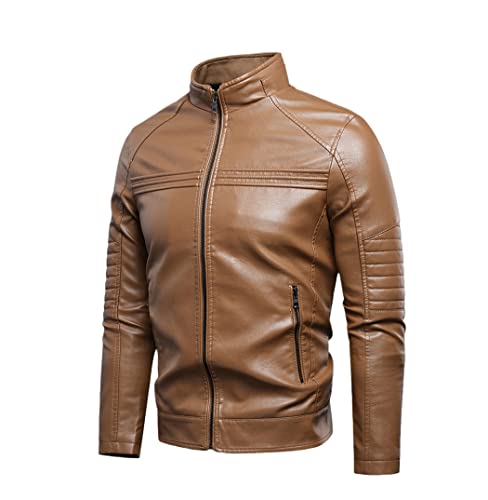 Veste en cuir synthétique homme marron café taille M pour automne