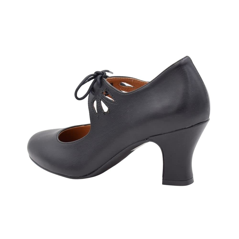 PASARELA - Zapatos de Baile Flamenco Napa Soft con Cordones para Mujer Sintético