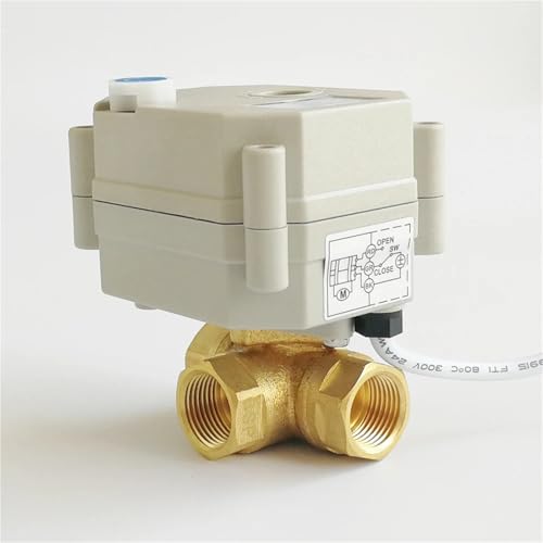 Válvula de bola eléctrica de 1/4" en latón de 3 vías con puerto T de CA/DC9V-24V 6