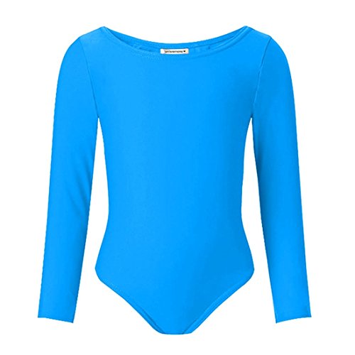 Janisramone Muchachas Niños Largo Manga Gimnasia Danza Ballet Bodysuit Uniforme Leotardo Cima 3-14 Años Cover