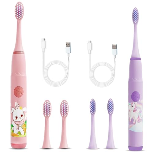 Image of Sonic Electric Toothbrush for Adults with 3 Brush Heads & 4 Cleaning Modes, Rechargeable Electric Toothbrush with 2 Minute Timer with 30 days Long Battery Life (Pink, Purple)