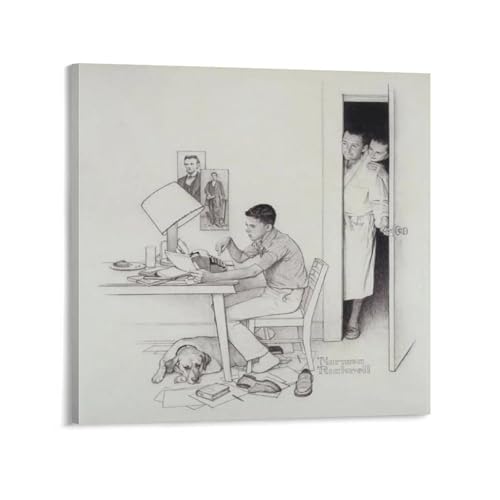Nor-man Rockwell Poster Daily Hampshire Gazette Artworks Picture Print Poster Wall Art Painting Canvas Decor Home Posters Decorative 28x28inch(70x70cm)