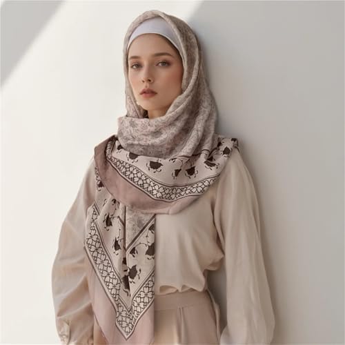 Square Flower Print Hijab Soft Headscarf Premium Cotton Voile Soft Handkerchief Scarf2