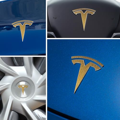 Image of IPG Compatible with Model Y Decal (8 Logo Set) Stickers Set Personalize Your Vehicle (Brushed Gold)