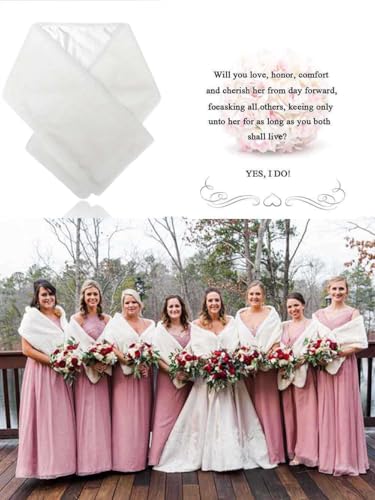 Women's Wedding Faux Fur Wrap and Shawl Bridal Fur Stole for Bride and Bridesmaids4