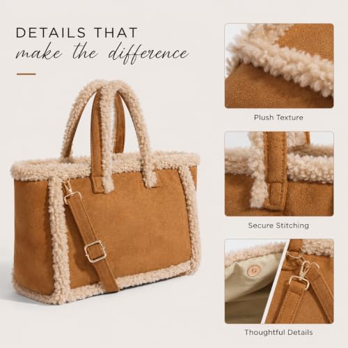 Bolso bandolera de piel sintética para mujer – Bolso tote mullido vintage con estilo, gran capacidad, moda elegante y suave bolso de mano cruzado miniatura 6