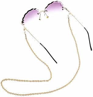 BARBUDDY Unisex Eyeglass Sunglasses Chain Necklace Holder Lanyard Strap Golden Metal Spectacle Chain Lanyard String for Ey...