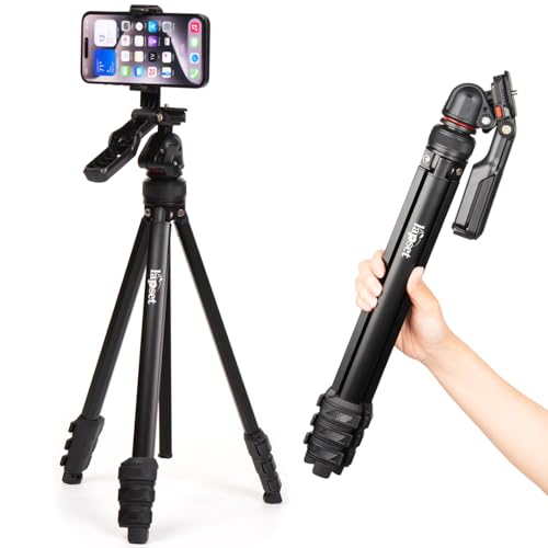 lapset 【10秒で設置完了】シュパッと三脚 三脚 スマホ スマホ三脚 カメラ三脚 コンパクト 46cm 人間工学設計 ハンドル付き iPhone/Android対応 収納袋付き 軽量 自撮り 動画撮影 収納袋付き 145cm