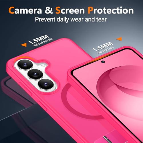 Image of SPIDERCASE Magnetic for Samsung Galaxy S26 Plus Case, with [3 Stand Ways][ Military Grade Drop Protection] with Invisible Stand Shockproof Slim Case for Samsung Galaxy S26 Plus 6.7 inch, Rose Red
