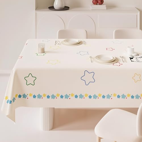 Surwin Mantel Hule Mesa Nuevo, Estampado de Gatito con Lunares Manteles de PVC Cuadrado, Mantel Antimanchas, Manteles Mesa Impermeable, Ropa Mesa Camilla Lavable para Comedor (Azul,100x180cm)