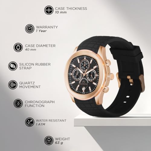 Carlington Legacy Series Men's Analog Chronograph Watch Rose Black - Image 4
