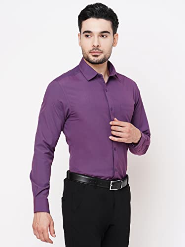 Image of MARKRICH Men's Textured Slim Solid Stylish Cotton Shirt Crafted with Comfort Fit Everyday Buttoned Single Pocket Design |Spread Collar & Full Sleeves for Formal & Casual Wear