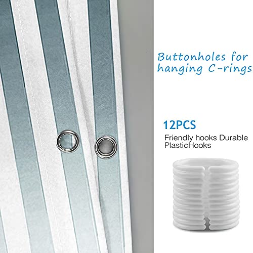 Rideau de douche anti moisissure imperméable 180x200 à rayures en polyester lavable