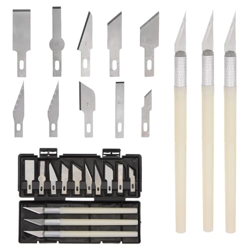 APMGONT 3 Stück Cutter für DIY Art Work Cutting, Skalpell mit 10 Ersatzklingen Precision Carving Craft Messer Set Craft Cutter Skalpell Basteln für Skulptur, DIY Art (Silber)