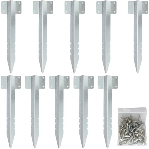 Xyxu Supports pour traverses de chemin de fer, lot de 10 supports métalliques pour traverses de jardin, supports de jardin en acier galvanisé à chaud...