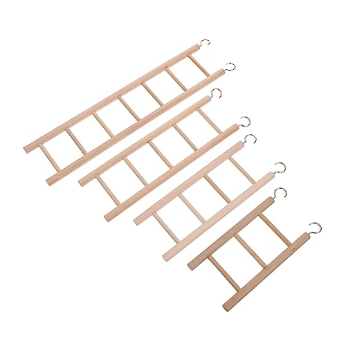 Totority Parrot Toys 4pcs Wooden Bird Ladder Parrot Climbing Stairs Cage Toys for Large Birds Safe Natural Material