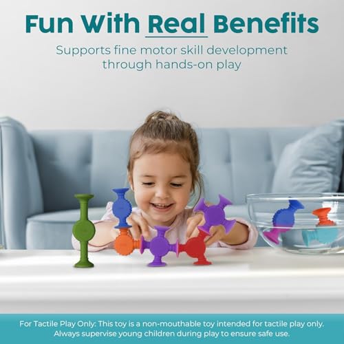 Image of BUNMO Bath Toys Suction - Connect, Build, Create - Bath Toys - Hours of Fun & Creativity - Fine Motor Skills - Stimulating Sensory Toys - Non-Mouthable Toy 3+ - Color Changing 10 Pack