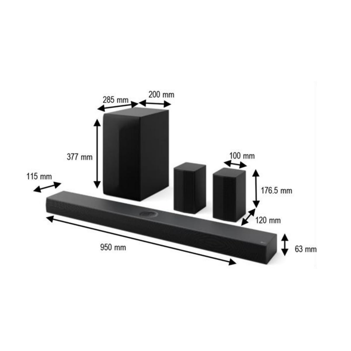 LG S70TR Barre de son 5.1.1 Dolby Atmos 500 W Caisson de basses sans fil
