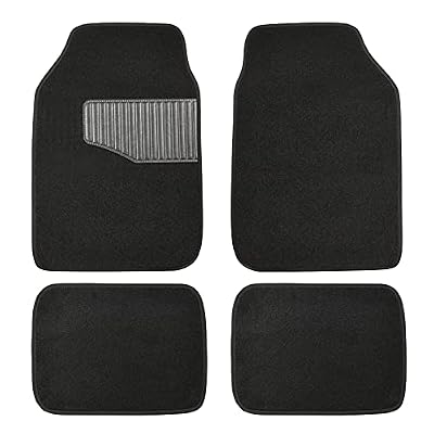 Amazon Basics Universal Fit Anti-Slip Carpet Floor Mats, Full Set for Car, SUV, Van & Truck, 4 count, Black, 25"L x 17.5"W (Front), 13"L x 17.5"W (Rear)