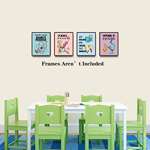Image of TANXM Science Art Print Set,School Laboratory Decor, Classroom Wall Art,Science Explore Art Posters for Classroom Middle School Laboratory Library Study Decor, Set of 4 - No Frame,8 inchx10 inch