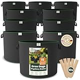 Mabel's Gardening 10-Pack 15 Gallon Grow Bags - Garden Planting Bags 17.7 x 14.2 INCH Made of 8.85 oz/yd² (300g/m²) Felt & Fleece Fabric Plant Pot, Plant Bag, Grow Bag for Pumpkin Potato Tomato