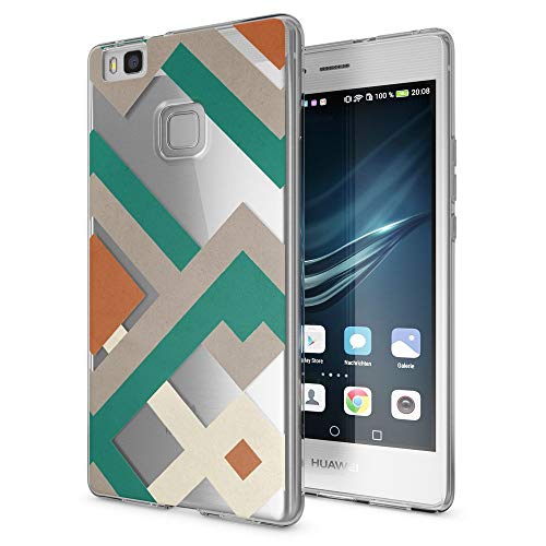NALIA Funda Carcasa Compatible con Huawei P9 Lite, Motivo Design Movil Protectora Ultra-Fina Silicona Cubierta, Goma Gel Estuche Bumper Ligera Cover Smart-Phone Case, Designs:Retro Lines